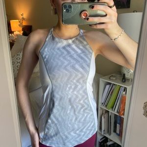 LULU lemon athletic tank, gray/white size 4
